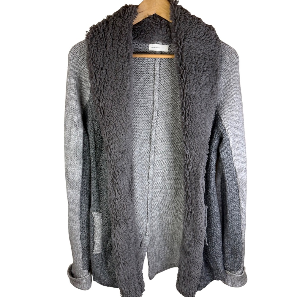 Anthro SLEEPING ON SNOW Gray Wool Yak Penny Lane L/S Cardigan Sweater Size Small